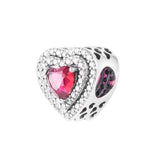 DIY Sparkling Heart Charm Bead 925 Silver Beads for Jewelry Making Bracelets