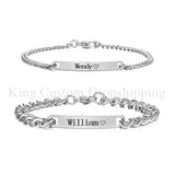 Hand-carved Name and Date Anniversary Gift Couple Bracelet