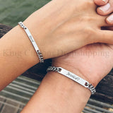 Hand-carved Name and Date Anniversary Gift Couple Bracelet