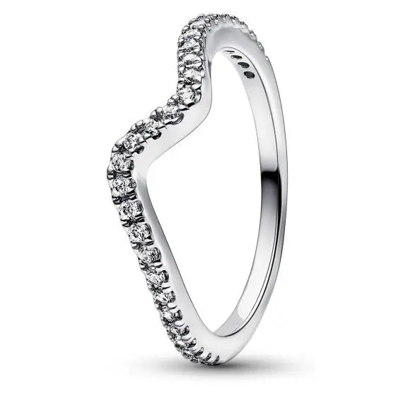 925 Silver High Logo 1:1 Pave Wave Love Ring DIY Ladies Jewelry Gift