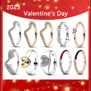 925 Silver High Logo 1:1 Pave Wave Love Ring DIY Ladies Jewelry Gift