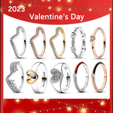 925 Silver High Logo 1:1 Pave Wave Love Ring DIY Ladies Jewelry Gift