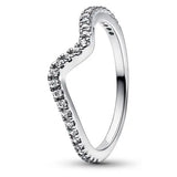 925 Silver High Logo 1:1 Pave Wave Love Ring DIY Ladies Jewelry Gift