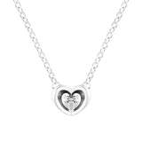 Radiant Heart & Floating Stone Pendant Silver 925 For Women & Men