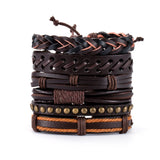 Gothic Punk Skull Star Multilayer Leather Bracelet Men Bracelets