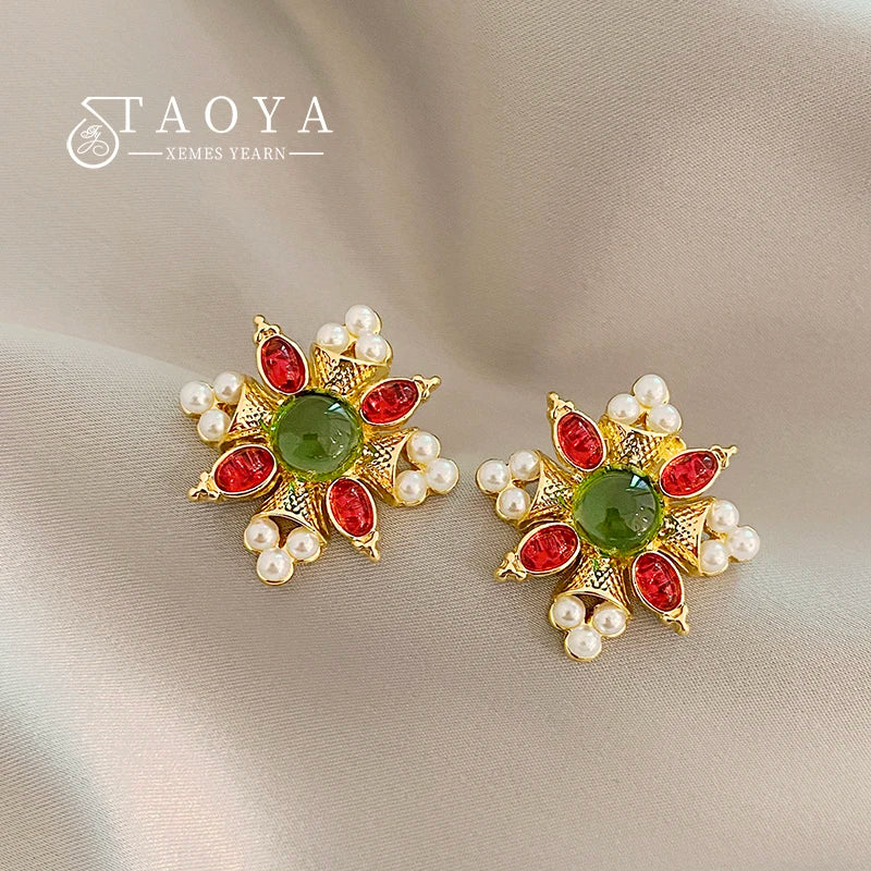 Bohemian Style Crystal Pearl Earrings for Women