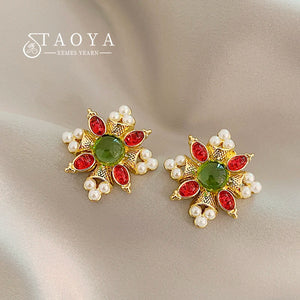 Bohemian Style Crystal Pearl Earrings for Women