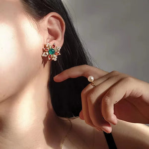 Bohemian Style Crystal Pearl Earrings for Women