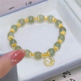 Vintage Natural Stone Beaded Charm Bracelet Opal Crystal Jewelry