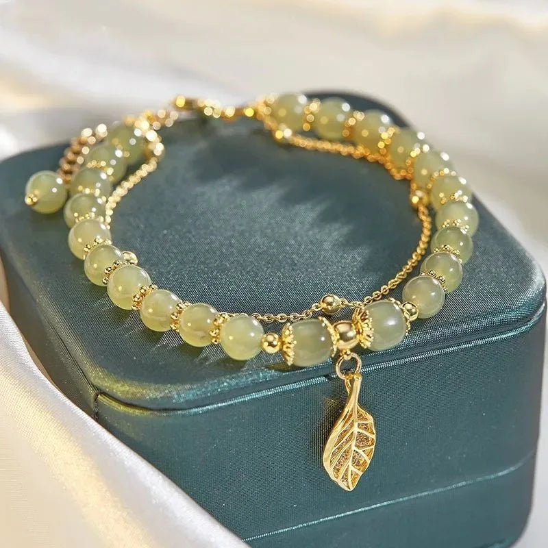 Vintage Natural Stone Beaded Charm Bracelet Opal Crystal Jewelry