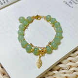 Vintage Natural Stone Beaded Charm Bracelet Opal Crystal Jewelry