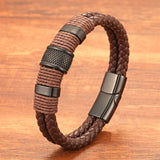 Vintage Multilayer Brown Leather Men Bracelet Stone Bead Bracelet