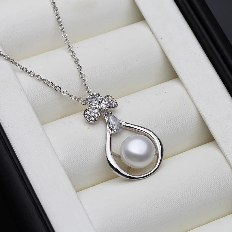 Vintage Natural Pearl Necklace 925 Sterling Silver Pendant