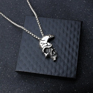 Vintage Skeleton Head Pendant Necklace Halloween Personalized Half Face Alloy