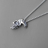 Vintage Skeleton Head Pendant Necklace Halloween Personalized Half Face Alloy