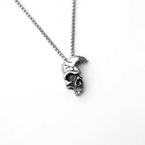 Vintage Skeleton Head Pendant Necklace Halloween Personalized Half Face Alloy
