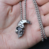 Vintage Skeleton Head Pendant Necklace Halloween Personalized Half Face Alloy