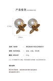 Vintage Pearl Bee Earrings for Women Double Sided Bee Ear Studs