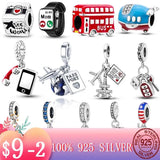 Vintage Travel Charm 925 Silver Beads for Bracelet Necklace Pendant Jewelry