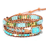 Vintage Natural Stones Beads 3 Strand Wrap Bracelet Bohemia Jewelry