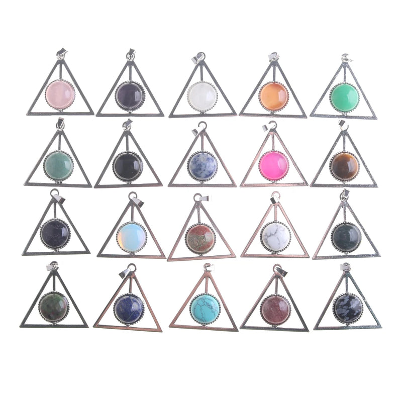 12Pcs Natural Amethysts Triangle Pendants for Charms Jewelry Making