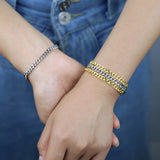 5mm Cuban Link Chain Women Silver Charm Set