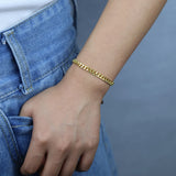 5mm Cuban Link Chain Women Silver Charm Set