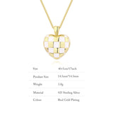 Heart Shape Checkerboard Silver Necklace for Women