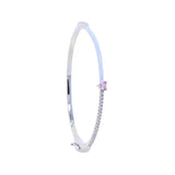 Enamel Cuff Bracelet with Pink Heart Zircon Charm Bangle