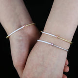 Enamel Cuff Bracelet with Pink Heart Zircon Charm Bangle
