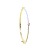 Enamel Cuff Bracelet with Pink Heart Zircon Charm Bangle
