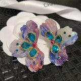 Colorful Gradient Flower Earrings S925 Silver Baroque Shell Earrings