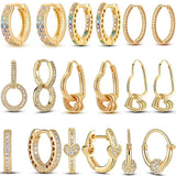Heart CZ Zircon Silver Hoop Earring for Women