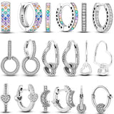 Heart CZ Zircon Silver Hoop Earring for Women