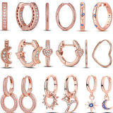 Heart CZ Zircon Silver Hoop Earring for Women