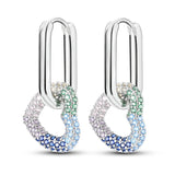 Heart CZ Zircon Silver Hoop Earring for Women