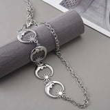 Women Belt Hip Hop High Waist Chain Belt Gothic Moon Sliver Pendant Belt