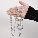 Women Belt Hip Hop High Waist Chain Belt Gothic Moon Sliver Pendant Belt
