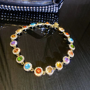 Vintage Colorful Gem Necklace Torques Party Birthday Jewelry