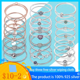 925 Silver Heart Bracelet Leather Braided Heart Clasp Jewelry
