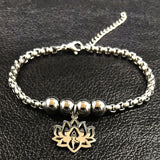 Yoga Lotus Charm Bracelet Women Bead Cuir Jewelry