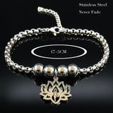 Yoga Lotus Charm Bracelet Women Bead Cuir Jewelry