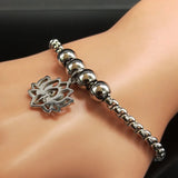 Yoga Lotus Charm Bracelet Women Bead Cuir Jewelry