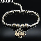 Yoga Lotus Charm Bracelet Women Bead Cuir Jewelry
