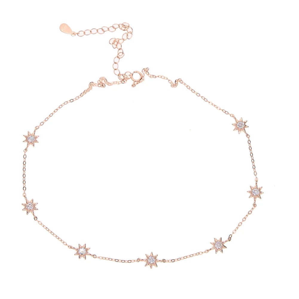 CZ Paved North Star Choker Necklace for Women