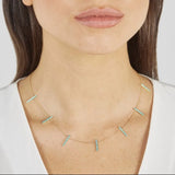 Geometric Women Choker Turquoises CZ Bar Link Chain 925 Sterling Silver
