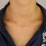 Geometric Women Choker Turquoises CZ Bar Link Chain 925 Sterling Silver