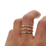 Dainty CZ Opal Wedding Knuckle Ring Thin Band