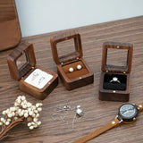 Natural Wooden Portable Jewelry Storage Box Ring Earrings Box
