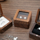 Natural Wooden Portable Jewelry Storage Box Ring Earrings Box